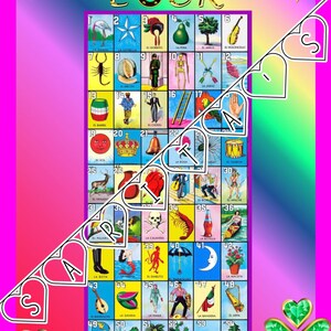Loteria Mexicana 54 numbered board clover good luck