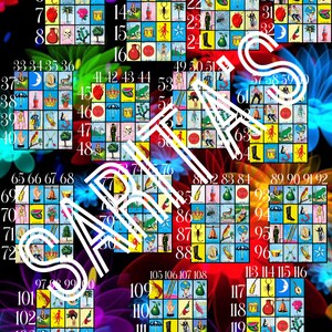 Loteria Mexicana Board 120 Linien bunte Regenbogenfarben Blumen