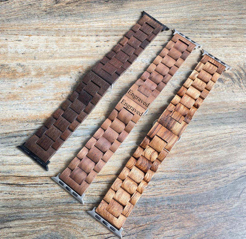 Personligt Fitbit Versa 4 Fitbit Sense 2 Klockarmband, Graverat Träklockarmband för Google Pixel 1/2/3 Fitbit Versa 2/3 bild 1