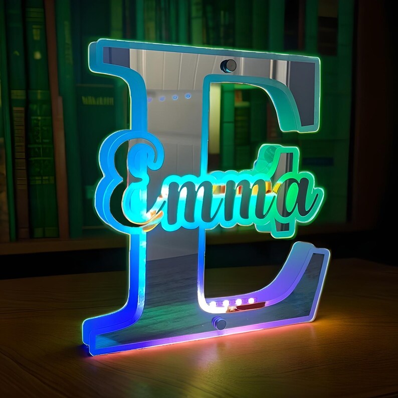 Custom Led Mirror Light up Letter, Personalized Inital Name Mirror Neon ...