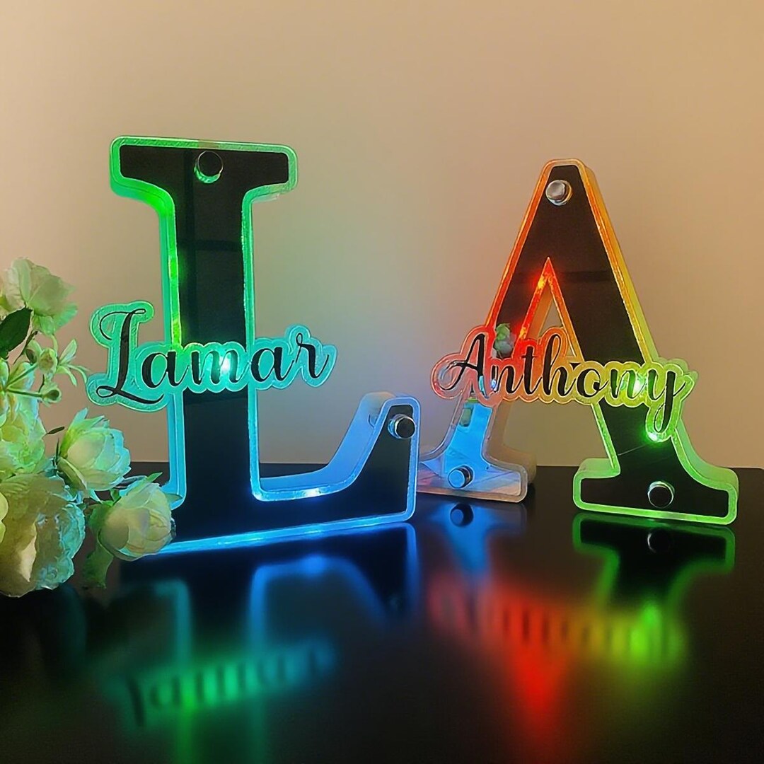Custom Led Mirror Light up Letter, Personalized Inital Name Mirror Neon ...