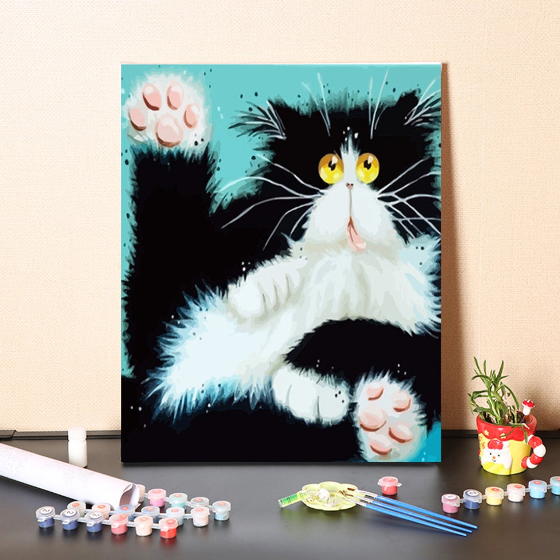 Malen sie nach Zahlen Kit süße Katze Malerei bunte DIY