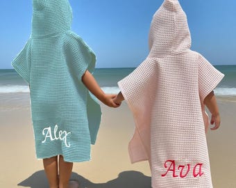 Ręcznik z kapturem z haftowanym imieniem, dziecięcy bawełniany kaptur, ręcznik plażowy typu poncho, ręcznik do stroju kąpielowego dla małych dzieci