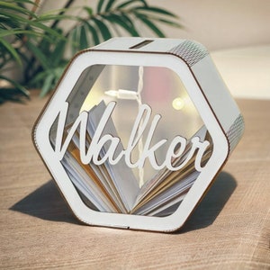 Alcancía con nombre personalizado, caja de madera para monedas para niños, caja para tarjetas de boda, regalo para niños
