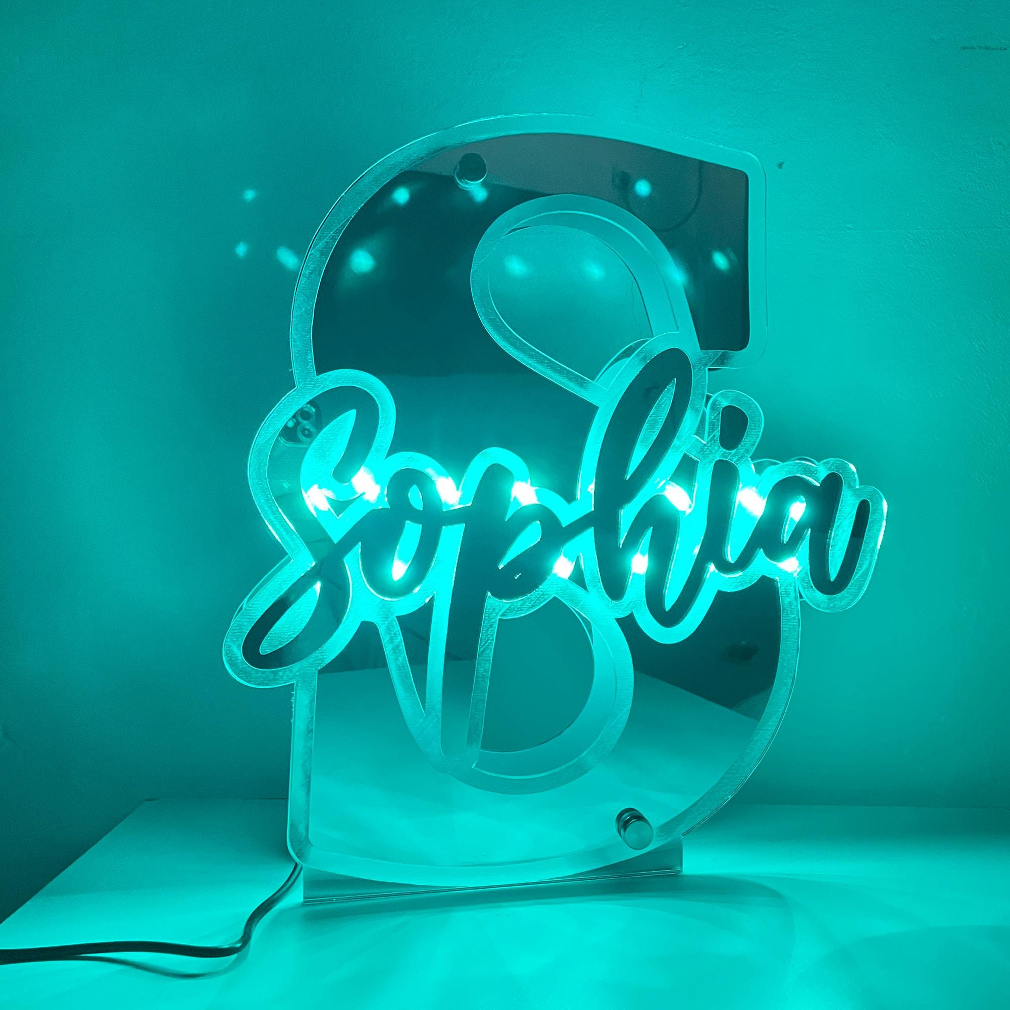 Custom Led Mirror Light up Letter, Personalized Inital Name Mirror Neon ...