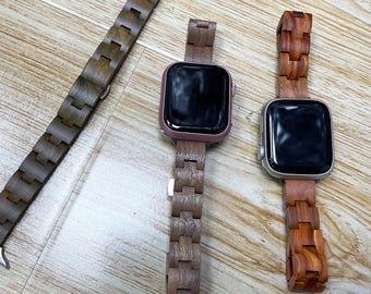 Personligt smalt Apple Watch-träarmband, anpassat iWatch-armband 49 mm 46 mm 45 mm 44 mm 42 mm 41 mm 40 mm 38 mm, graverat armband