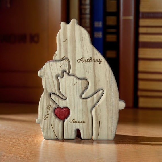 Puzzle personalizzato per orsi genitore single in legno per