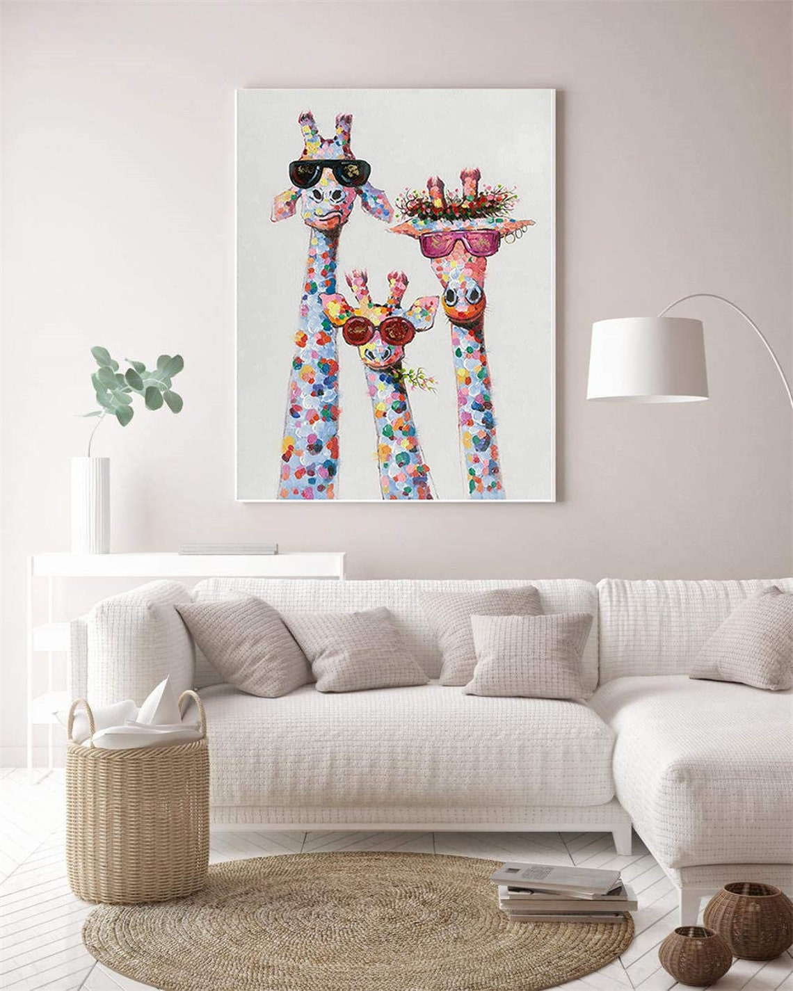 Paint by Numbers Kit Giraffe Family Three Giraffes Painting Etsy