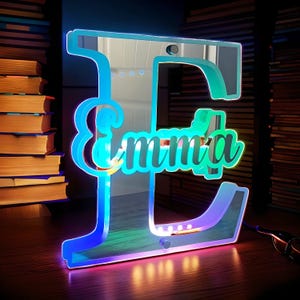 Lettre lumineuse LED personnalisée pour miroir, prénom personnalisé, enseigne néon miroir, décoration murale miroir lumineuse, décoration murale signe de motivation