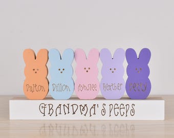 Personalized Wooden Rabbit Family Decor, Colorful Rabbit Ornament, Custom Wooden Animals, Cute Rabbit Lover Gift