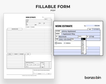 Work Order Form Etsy