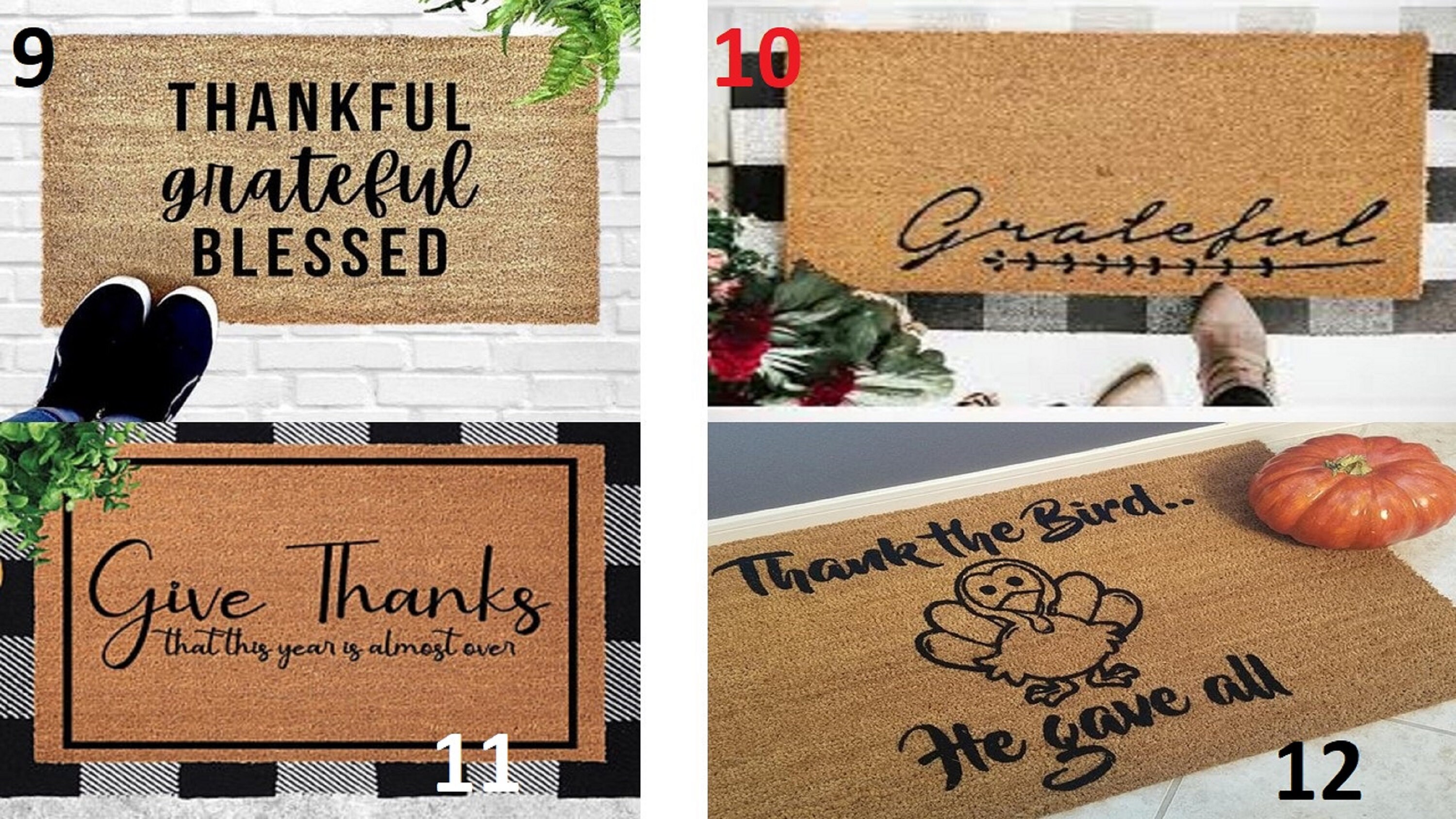 Thankful Doormat Thanksgiving Doormat Customizable Doormat Etsy