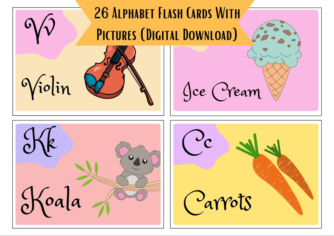 Kids Alphabet Flashcards for Kids Doodle Alphabet Classroom Etsy