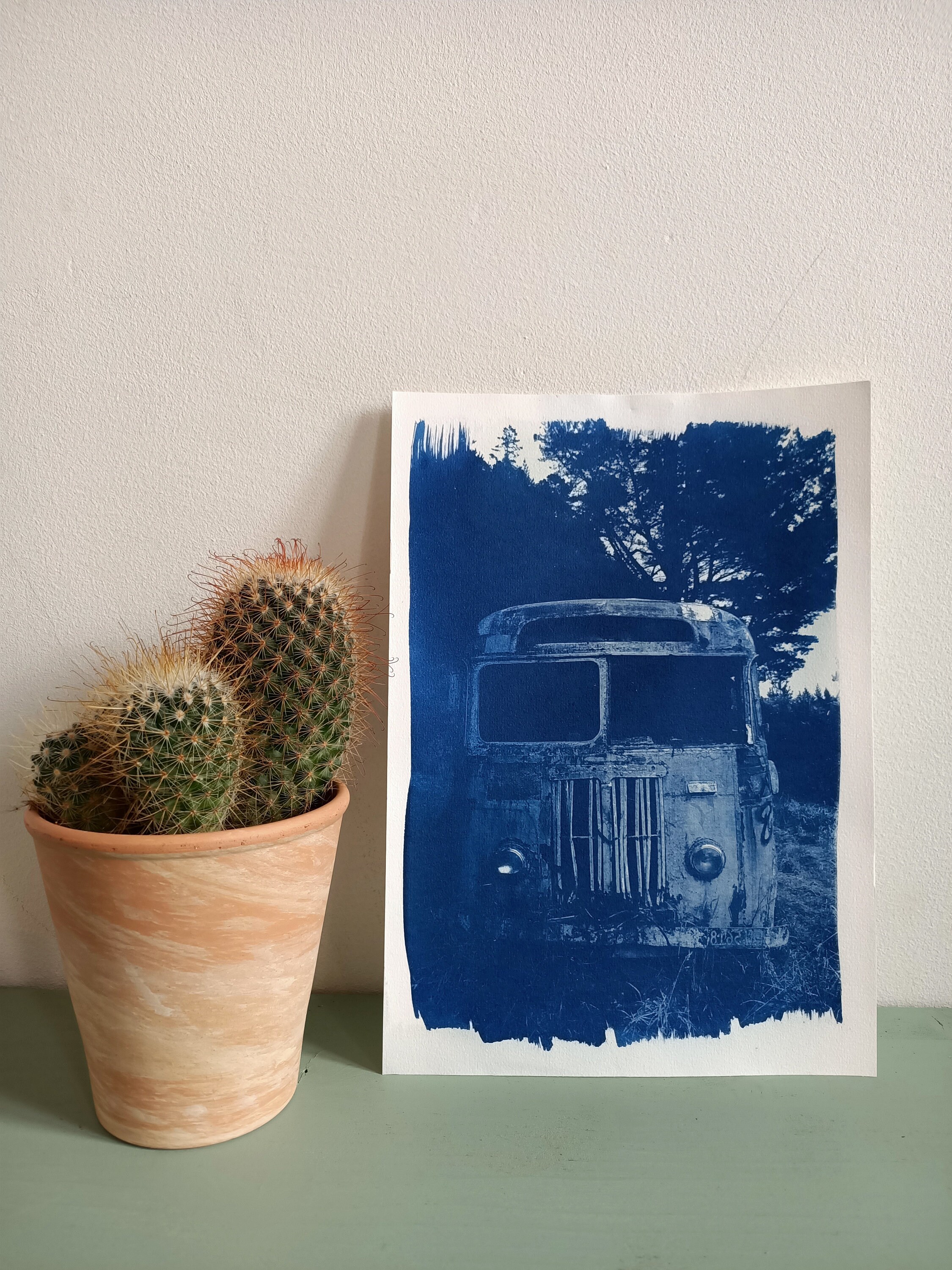 Bus - Photographie en Cyanotype A4