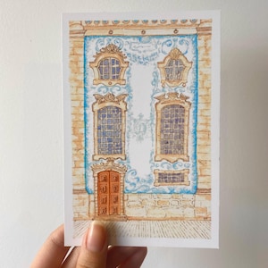 Postkartendruck | Porto Kirche Kunstdruck | Portugal Grußkarte | Grußkarte | Portugal Postkarte | Größe A6 | Aquarell Kunstdruck