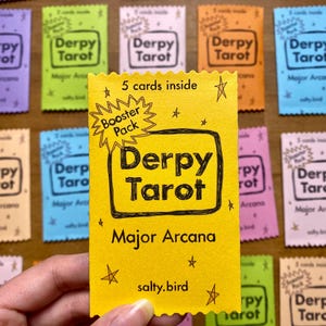 Boosterpack voor Derpy-tarotkaarten | Pakket met 5 kaarten | Tarot-boosterpakket | Grote Arcana | Tarot Major Arcana-pakket | Kaartboosterpakket | Handgemaakt