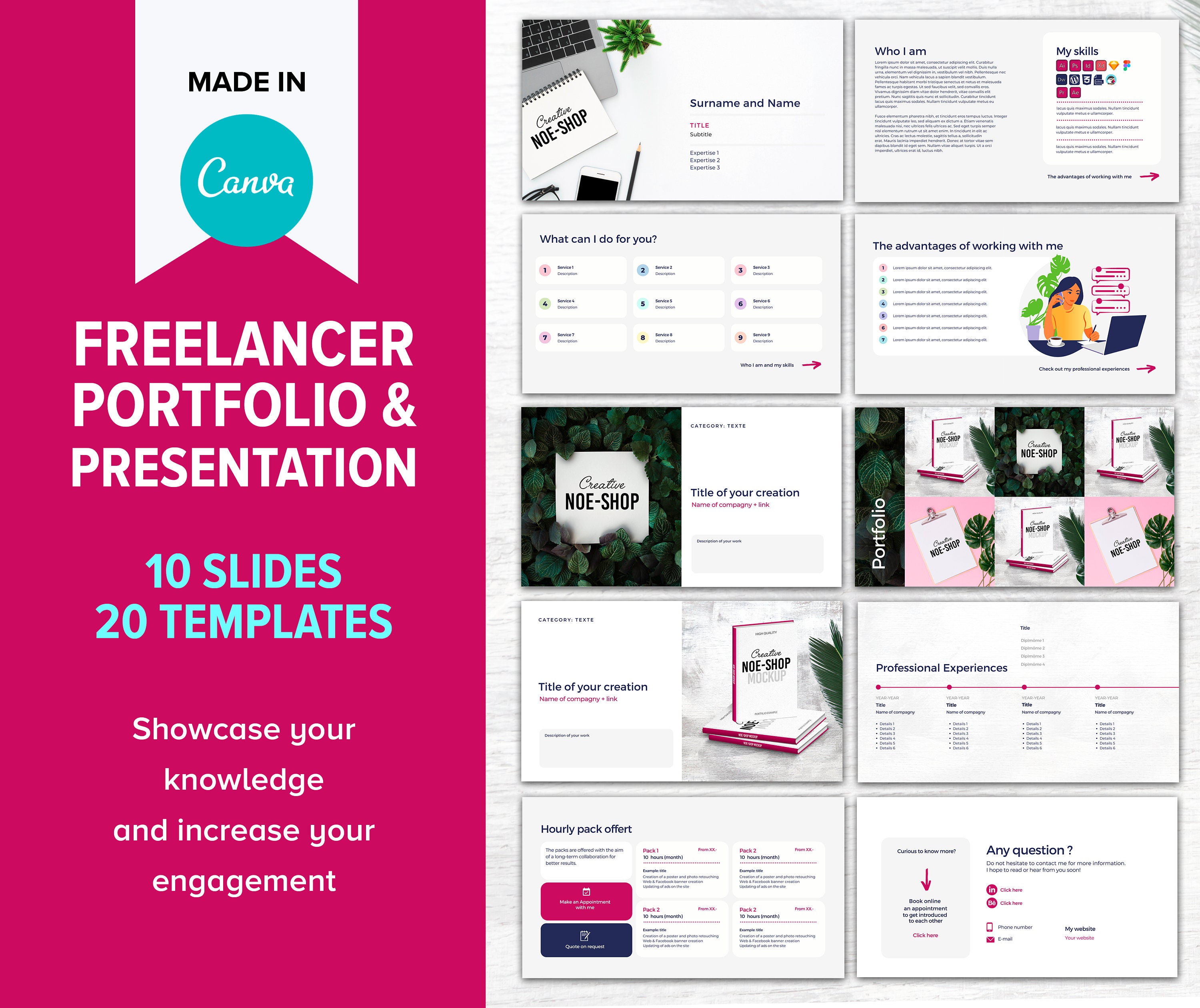 Freelancer Presentation Portfolio Canva Template Etsy UK