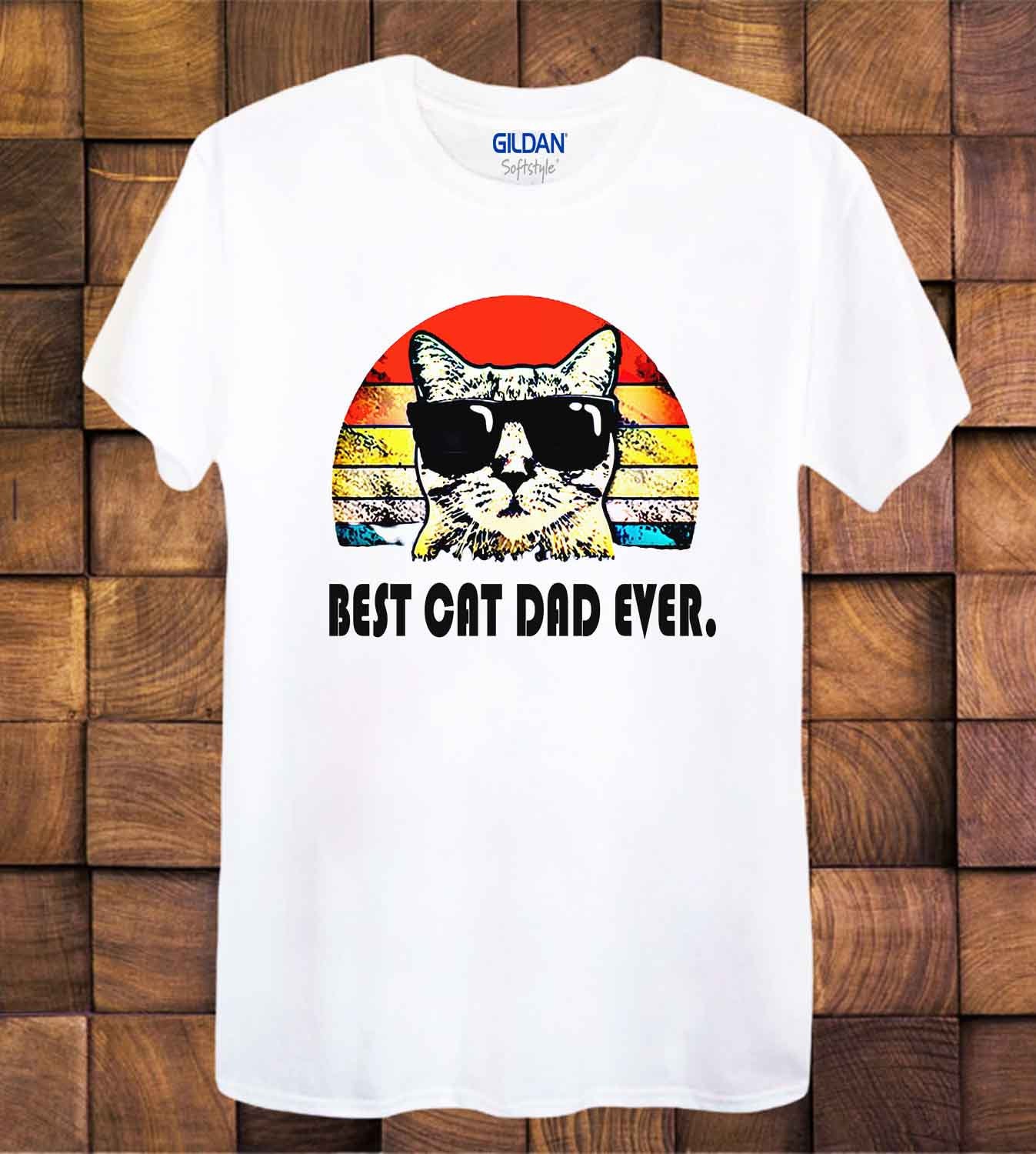 Best Cat Dad Ever T Shirt Cat Lovers Tee Top ideal gift Retro Etsy