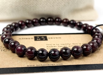 Natural GARNET Bracelet 4mm & 6mm | Garnet Crystal Bracelet | Garnet Stone Bracelet For Men Women | January Birthday Gift | Beaded Bracelet