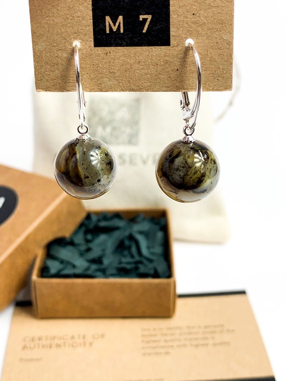 Boucles d'oreilles en argent Ambre Baltique Vert