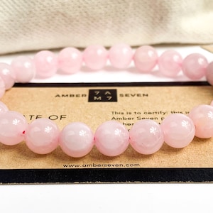 Premium Rose Quartz Bracelet  | Quartz Handmade Bracelet Beaded 7.5&quot; for Men, Women | 6mm & 8mm Stone | Natural Rose Quartz Crystal Bracelet