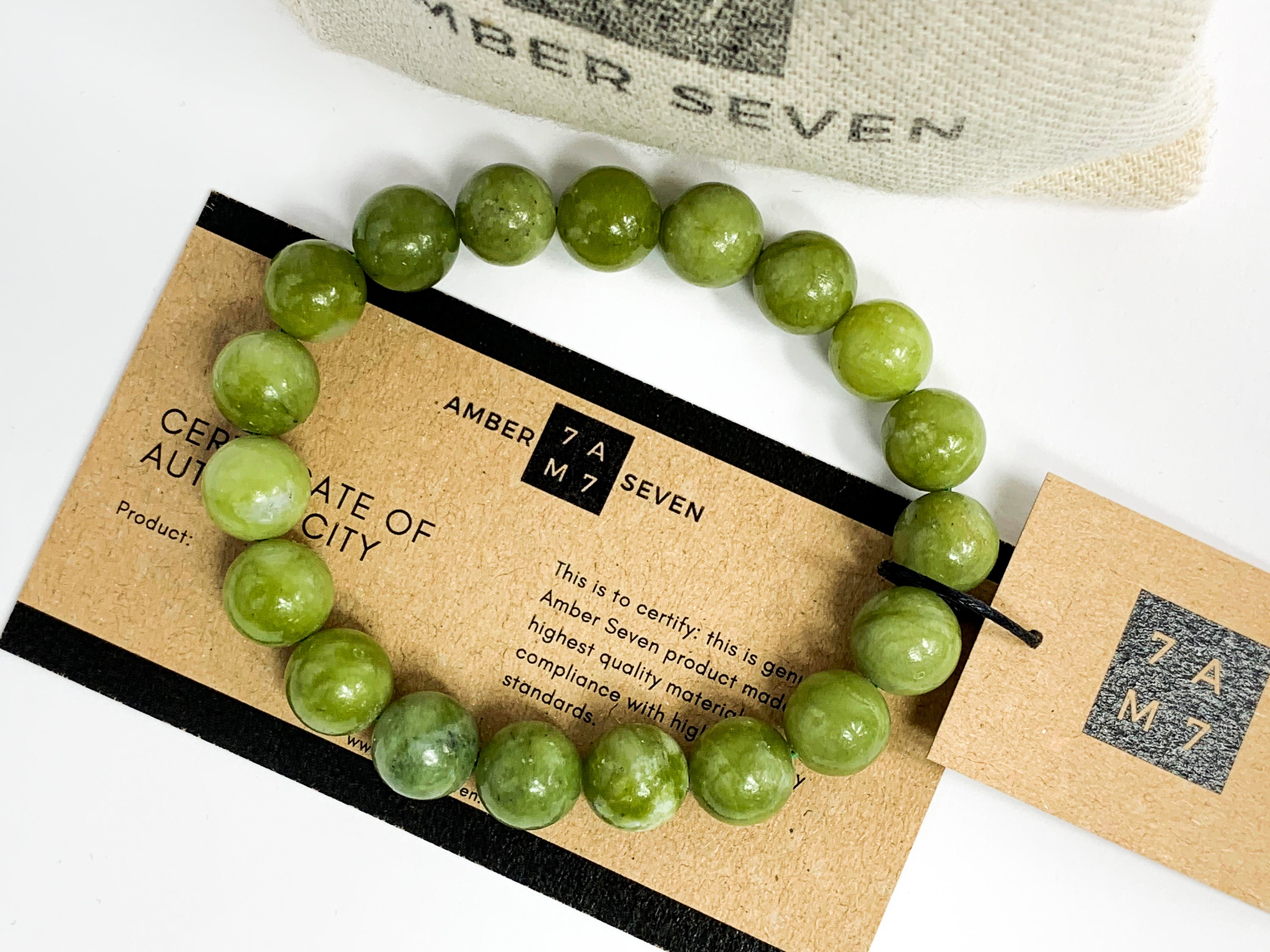 Bracciale In Giada Verde Naturale 10mm - Perline Rounded 7.5 Pollici AA