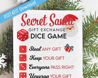 Printable Christmas Dice Game Gift Exchange Rules, Christmas Secret Santa, Christmas Gift Swap Game, Gift Ideas Christmas, Instant Download