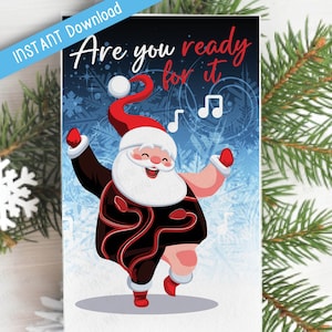 Cartão de Natal para impressão Are You Ready for it Santa Swift, Cartão de Natal Swifty Eras Santa, Ready for it? Cartão de Natal, Download instantâneo
