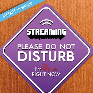 Streaming Live Please Do Not Disturb, Do Not Enter Hanging Sign, Twitch Streaming Sign, Gaming Door Sign, Printable Sign, Streaming Live Now