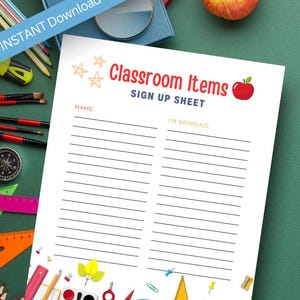 Teachers Printable Classroom Items Student Sign Up, Wish Lists, Wish List Template, School Supplies Printable, School Classroom Sign Up List