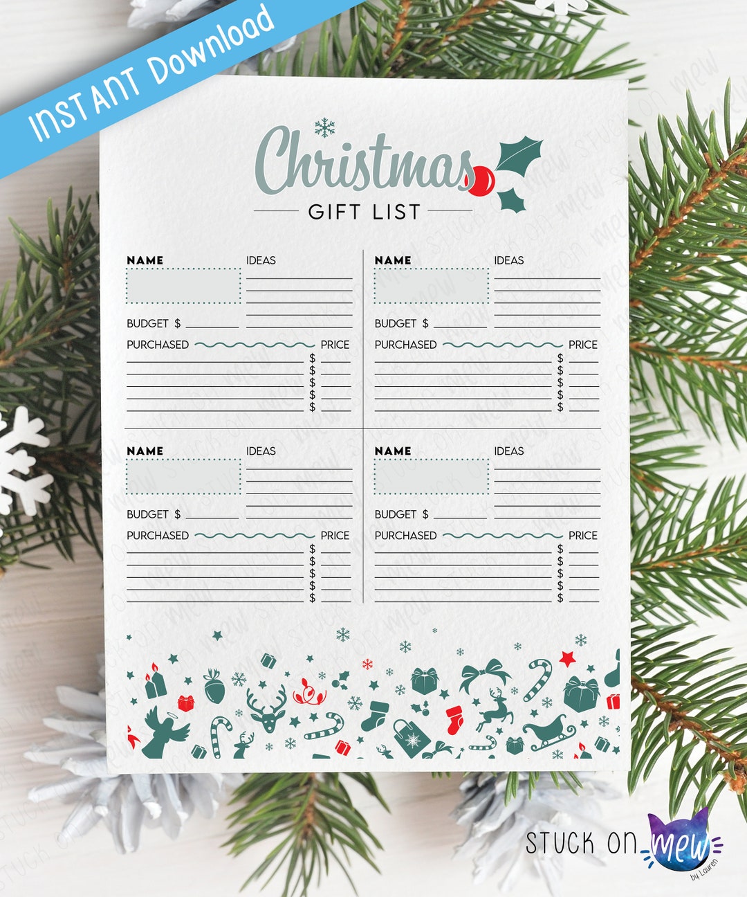 printable christmas gift list template, christmas gift tracker