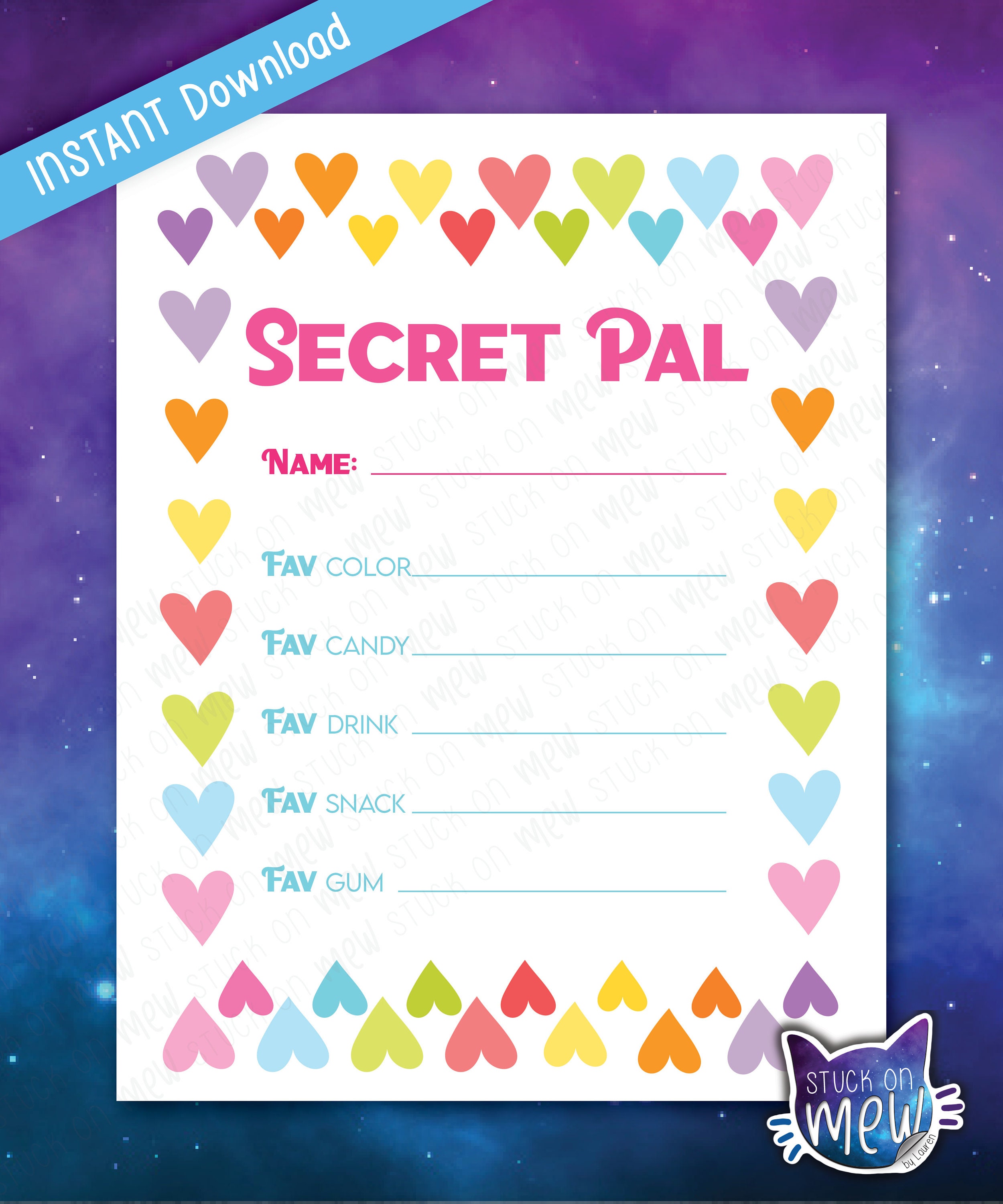 Printable Kids Secret Pal Valentine's Day Gift Exchange, Valentine's Friends Secret Pal for Kids ...