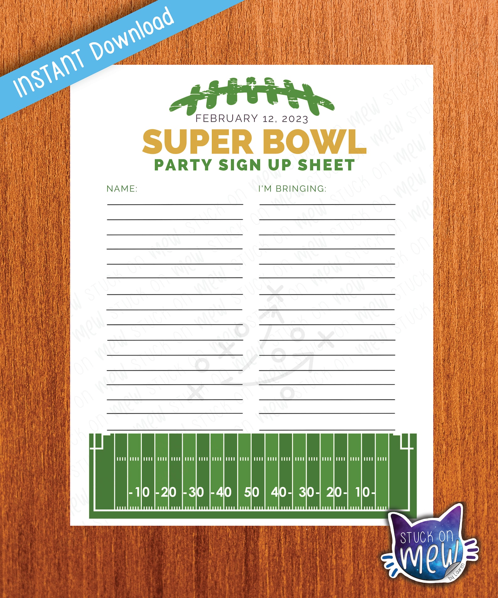 Editable Super Bowl Party Sign up Sheet: Printable Food List (PDF) Etsy