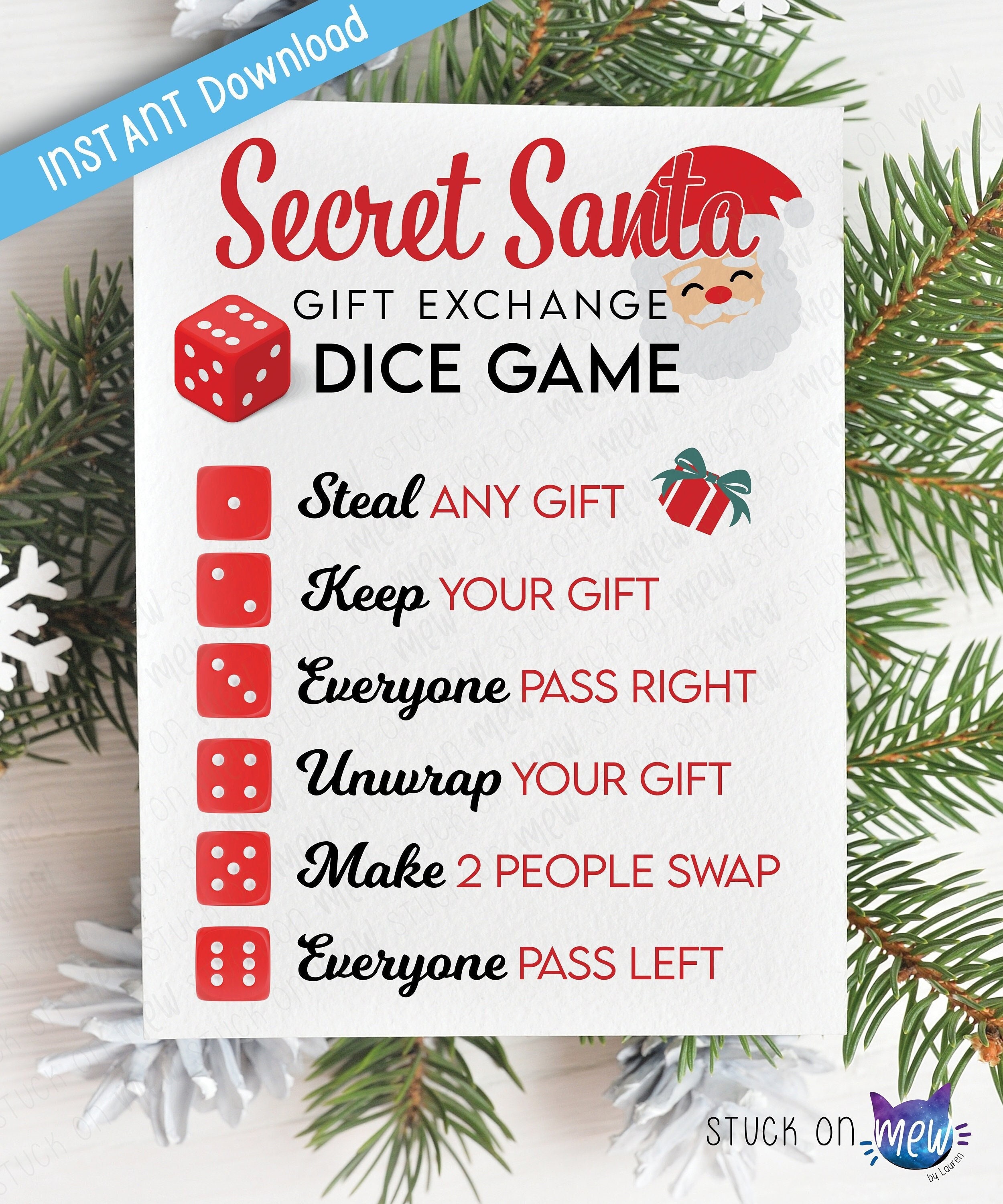 Christmas Dice Game Gift Exchange Rules Printable — TidyLady Printables