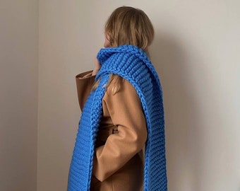 Extra long scarf, luxurious oversized chunky knit scarf, neck warmer, hand knitted shawl, very long shoulder wrap, big scarf blanket