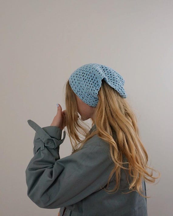 Knit bandana headband, hair kerchief, hair accessory, gift for her, boho  hair scarf, cottage core, pink bandana, hair kerchief vintage