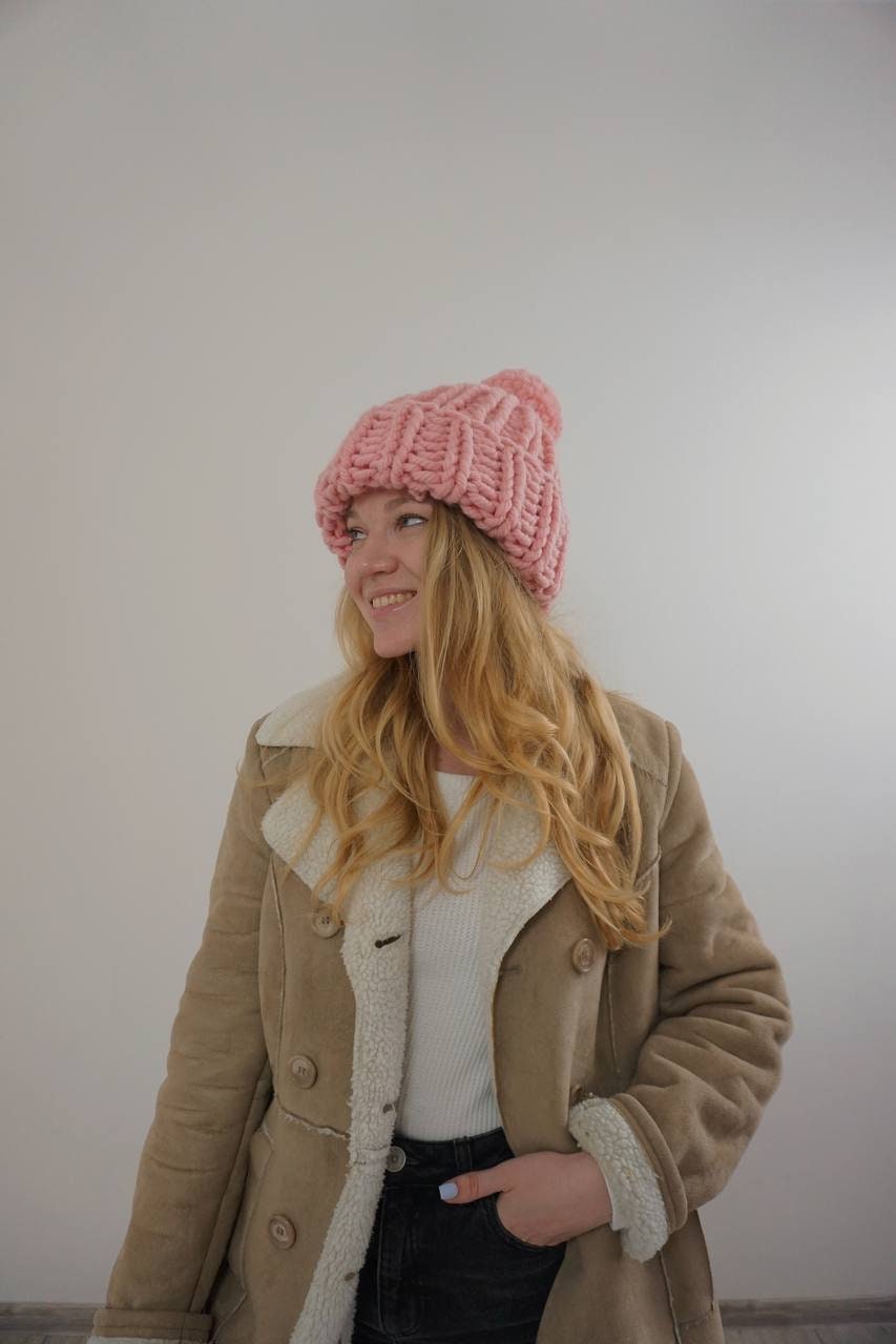 Knit Hat With Pom Pom, Trendy Oversized Knit Beanie, Giant  display picture 3