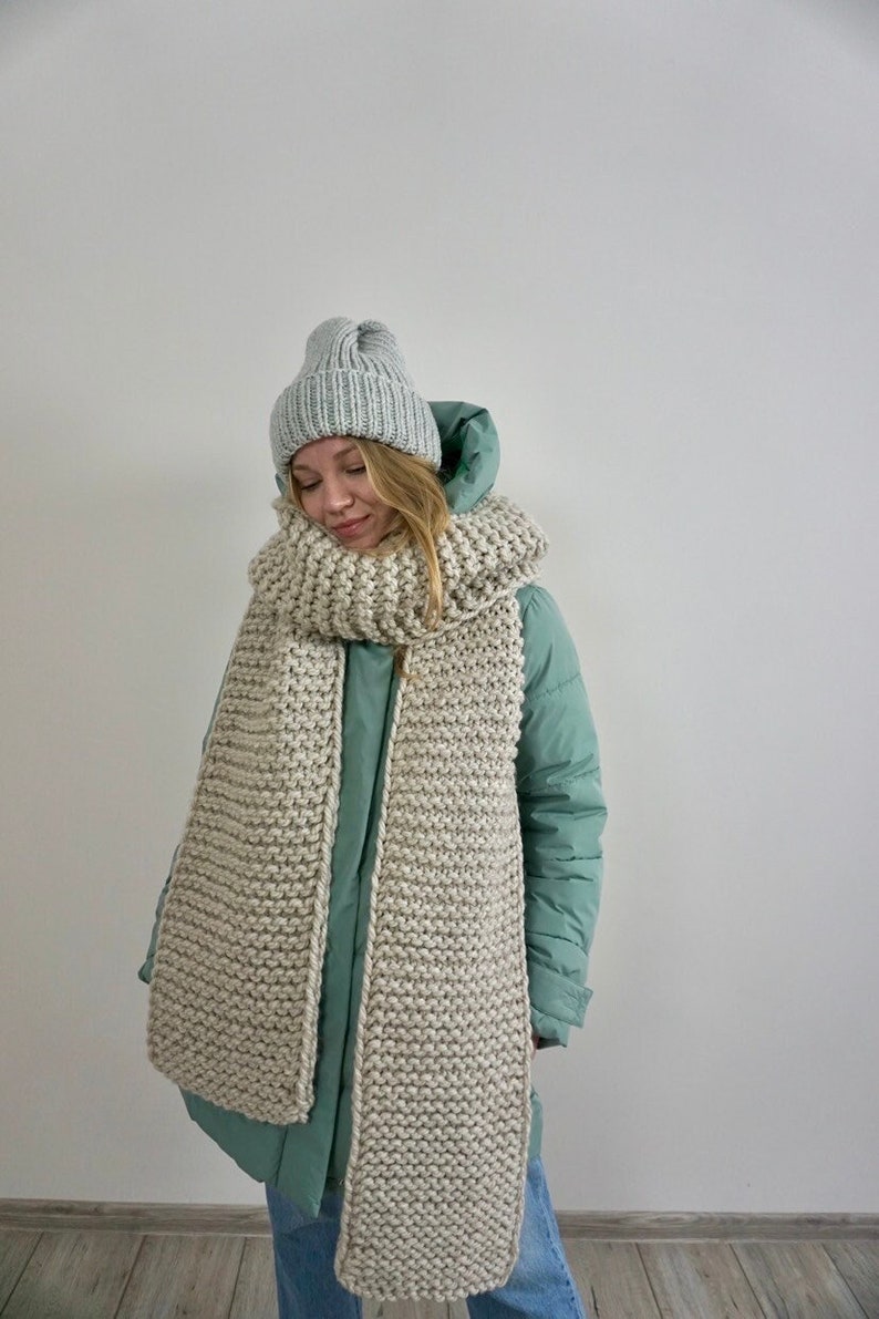 Extra long scarf, super long knit scarf, oversized scarf for women, bulky scarf, giant knit scarf, blanket knit scarf, chunky knit scarf image 1