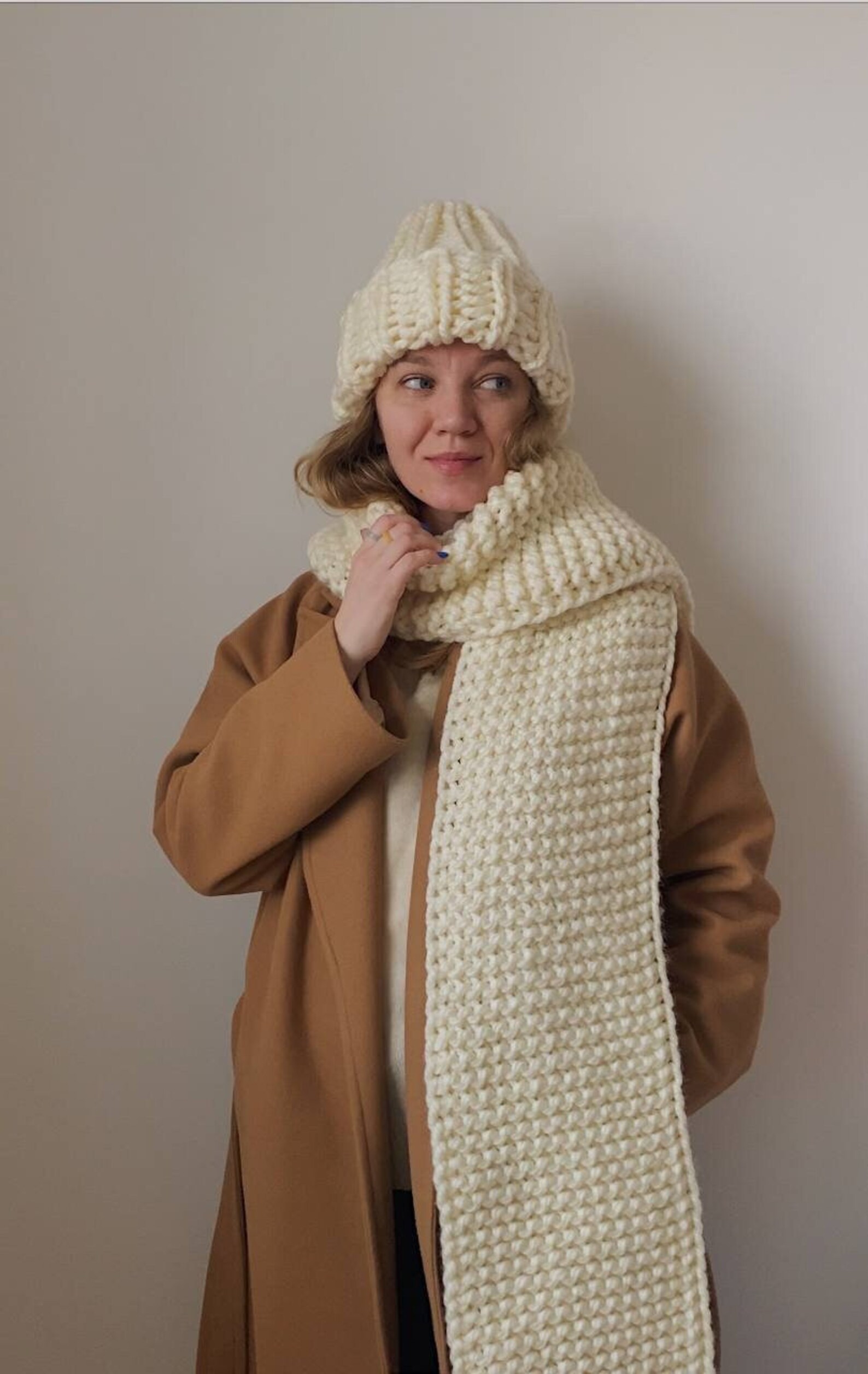 Long Scarf, Luxurious Oversized Chunky Knit Scarf, Neck Warmer, Hand ...