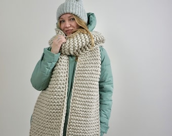 Blanket knit scarf, oversized scarf, camel scarf blanket, chunky knit scarf, winter scarf for women, giant handknit blanket scarf