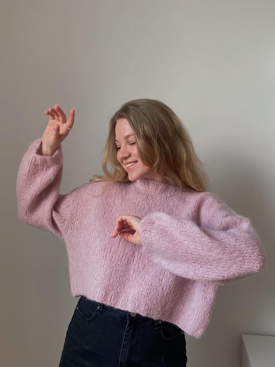 Spring Pullover Women Cropped Pullover, Spring Pullover, Hand Knitted Chunky Cropped ...