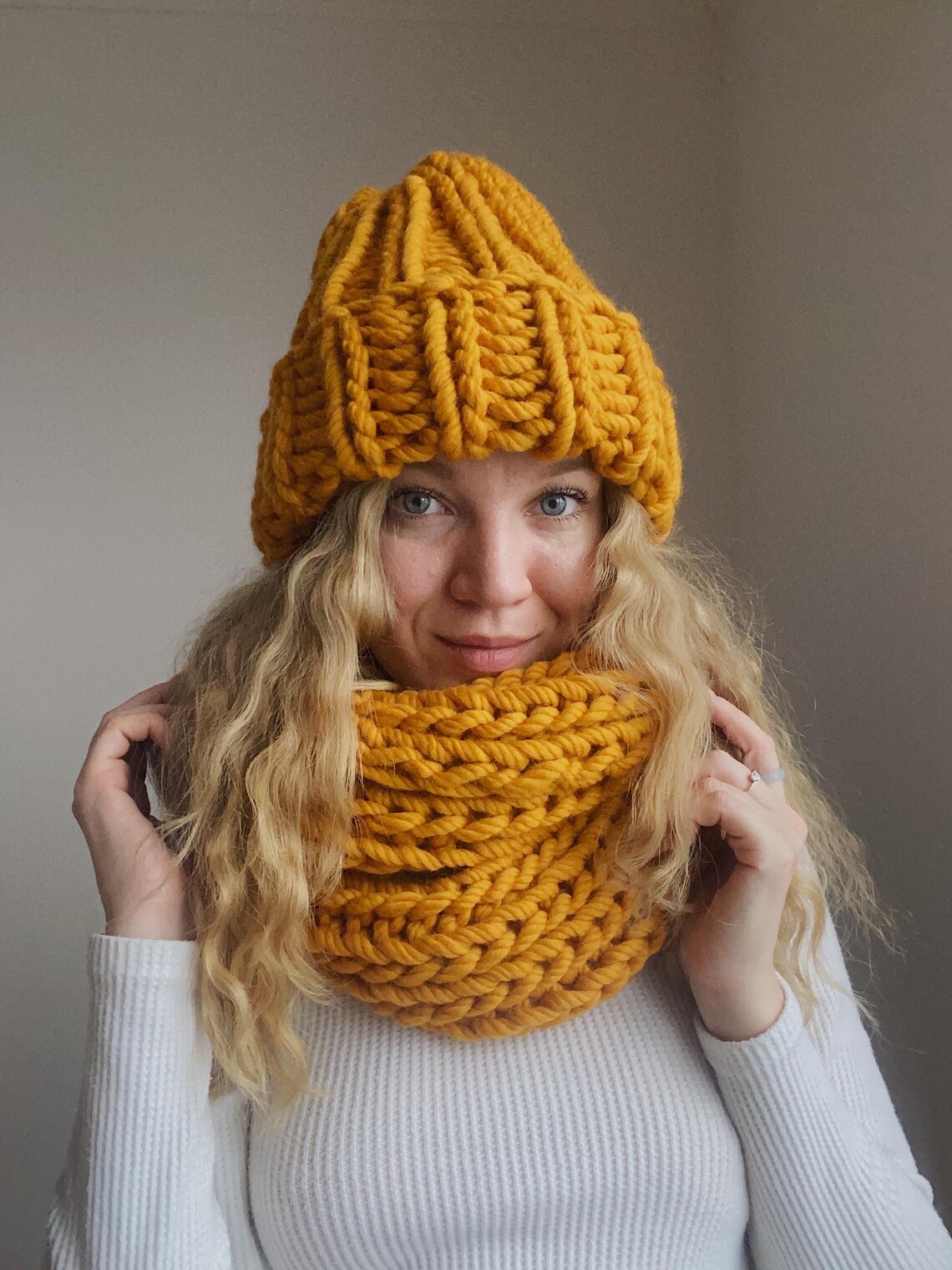 Super Chunky Hat Scarf Set, Infinity Scarf, Bulky Hat, Winter Warm Knit ...