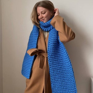Extra long scarf, luxurious oversized chunky knit scarf, neck warmer, hand knitted shawl, very long shoulder wrap, big scarf blanket image 4