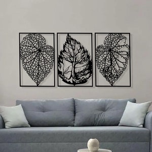 Metal Leaf Set  Wall Decor, Minimal Metal Leaf Wall Decor, Modern Wall Art, Metal Wall Signs, Living Room Wall Decor, Oversized Wall Decor