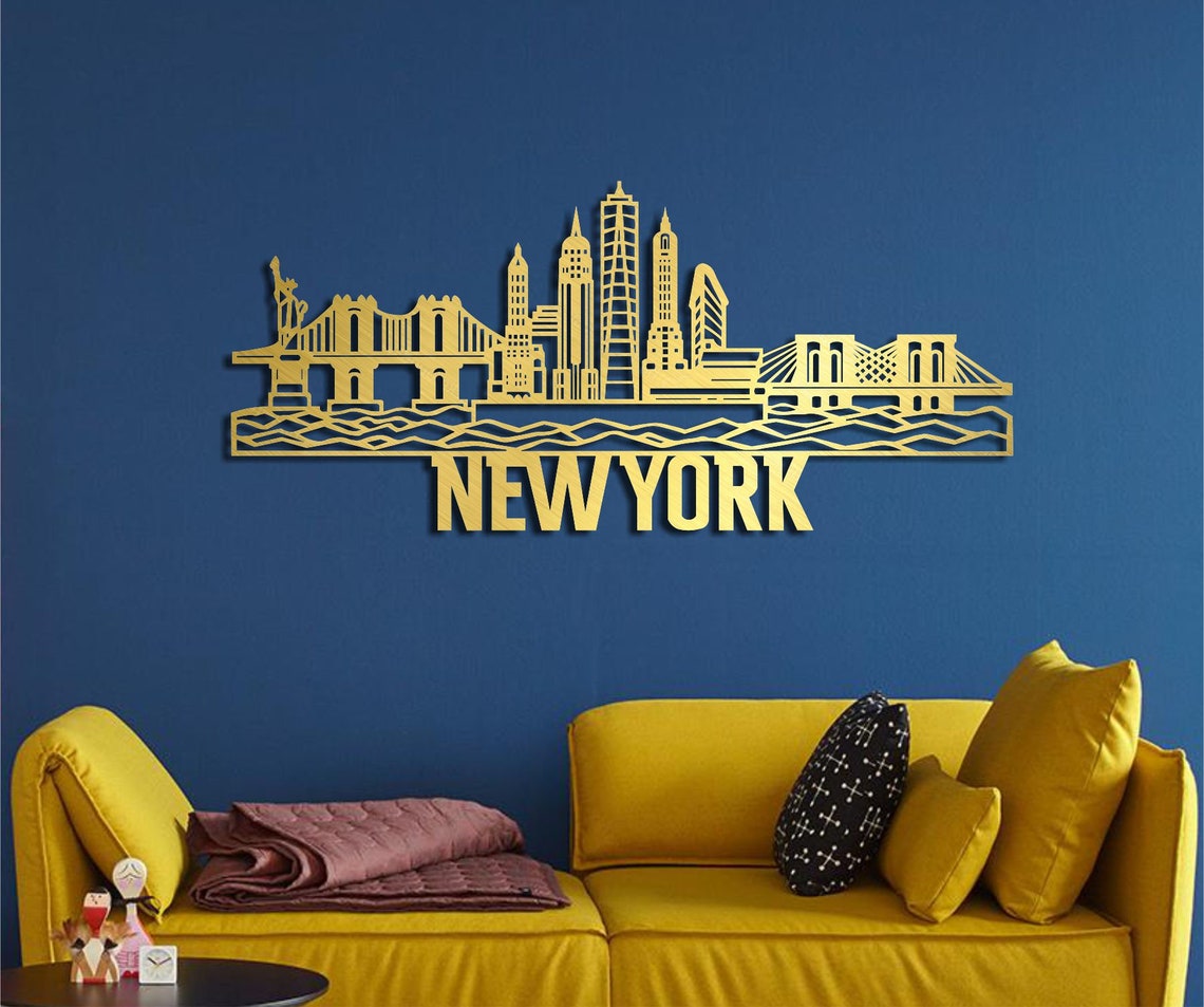 New York City Metal Wall Art City Skyline Metal Wall Decor Etsy