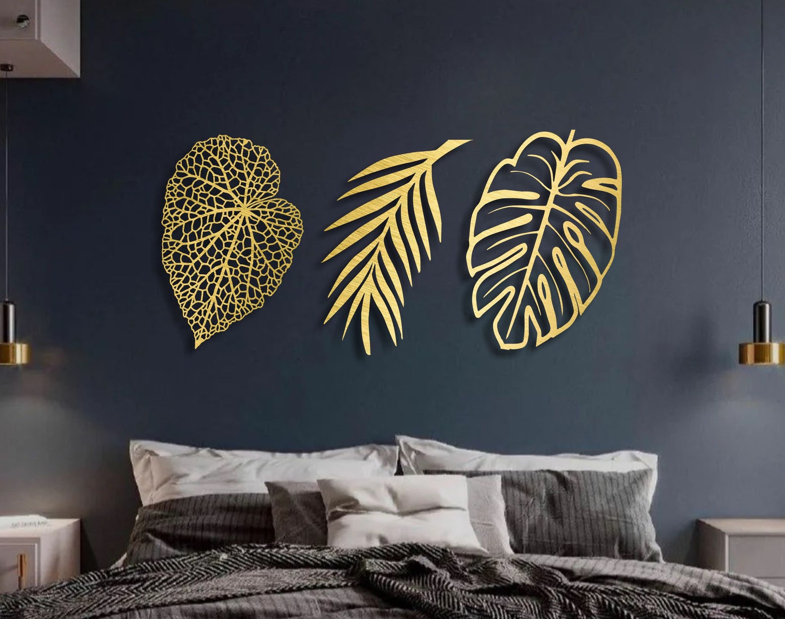 Tropical Leaf Set 3 Metal Wall Art Metal Leaf Wall Decor Etsy