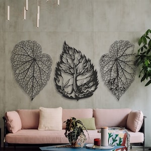 Large Metal Wall Decor, Leaf Metal Wall Art, Leaves Wall Decor, Gold Leaves, Modern Wall Art, Living Room Wall Decor, Oversized Wall Decor