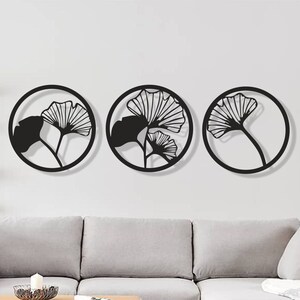 Ginkgo Leaves Metal Wall Art, Minimal Leaf Metal Wall Art, Living Room Decor, Modern Metal Wall Art, Metal Wall Sign, Housewarming Gift