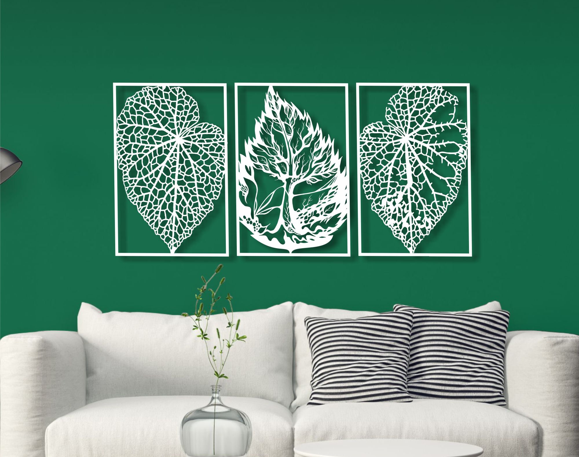 Leaf Set of 3 Metal Wall Art Metal Leaf Wall Decor Modern Etsy