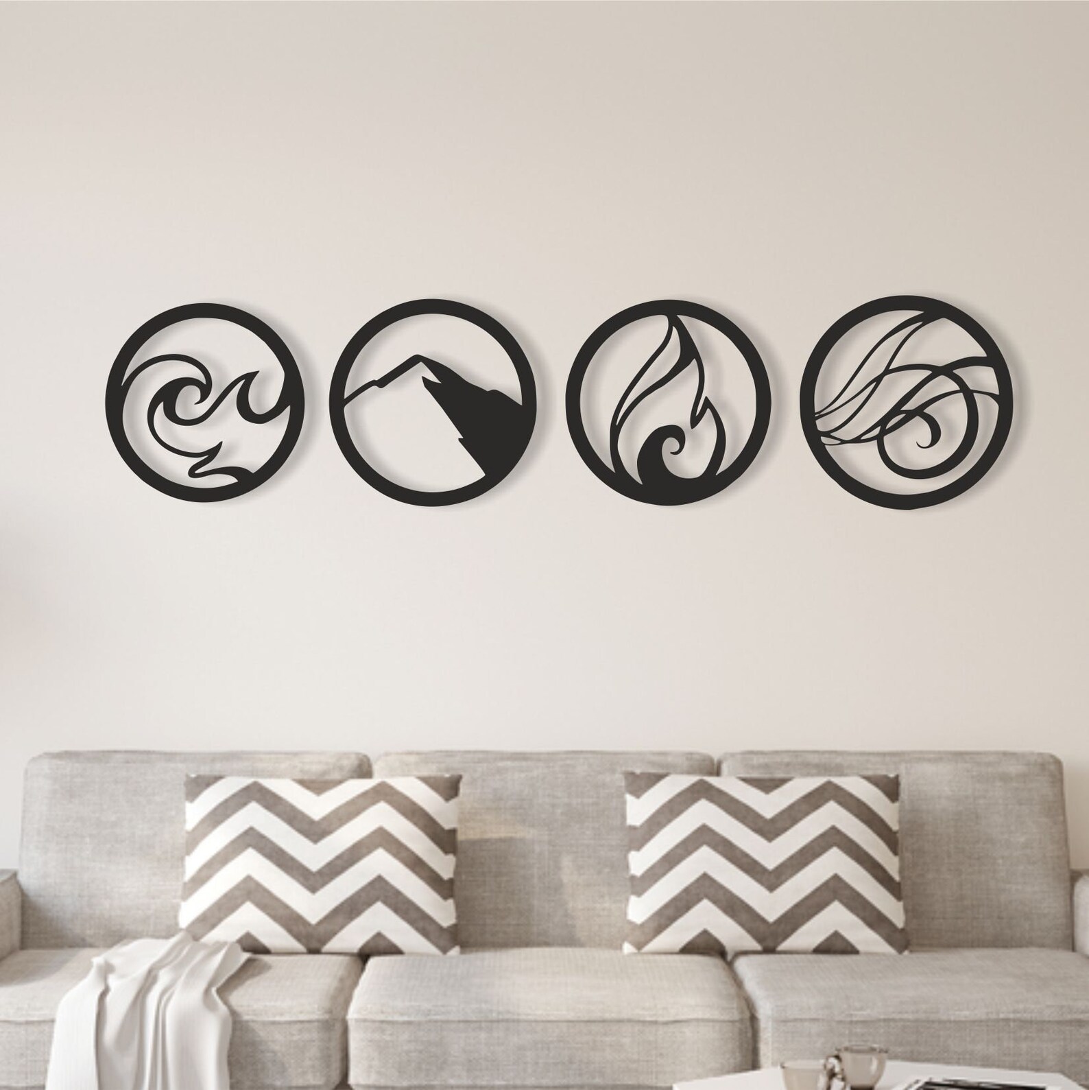 Four Elements Metal Wall Art Four Elements Metal Wall Decor Etsy Canada